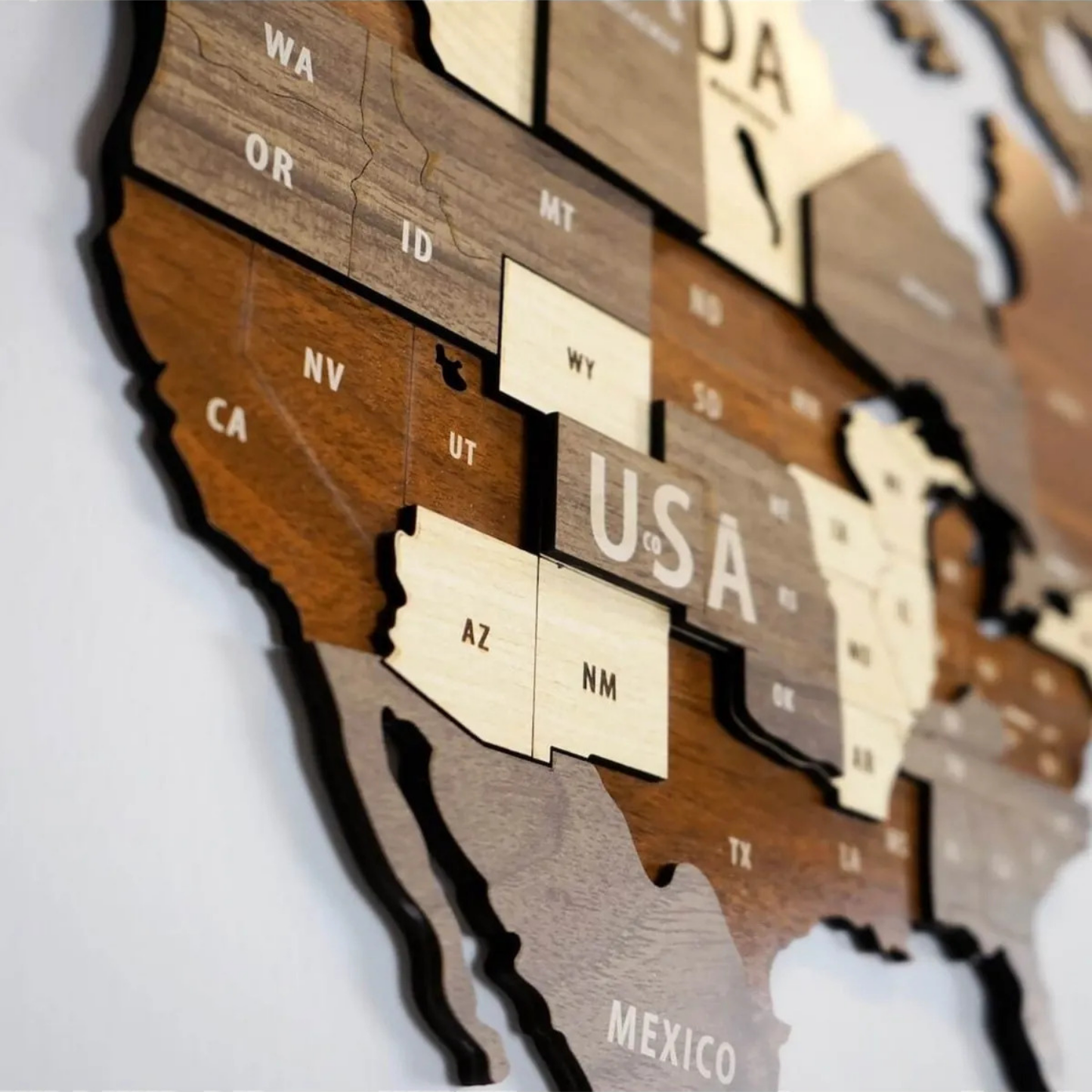 Large Size 3D Decorative Wooden World Map