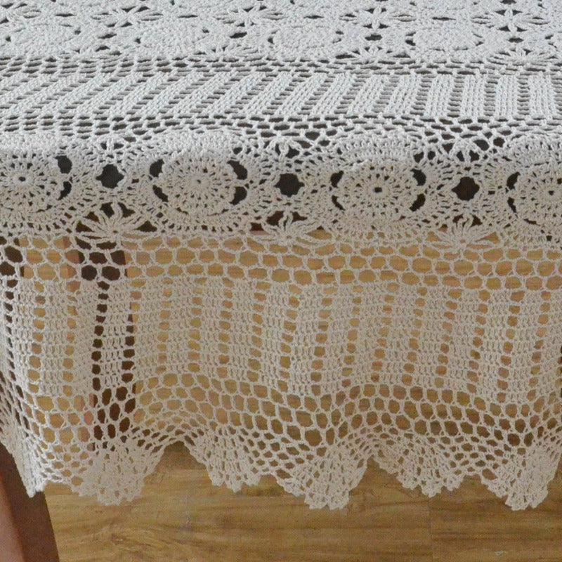 Handmade Crochet Table Cloth Oval Dinner Tablecloth