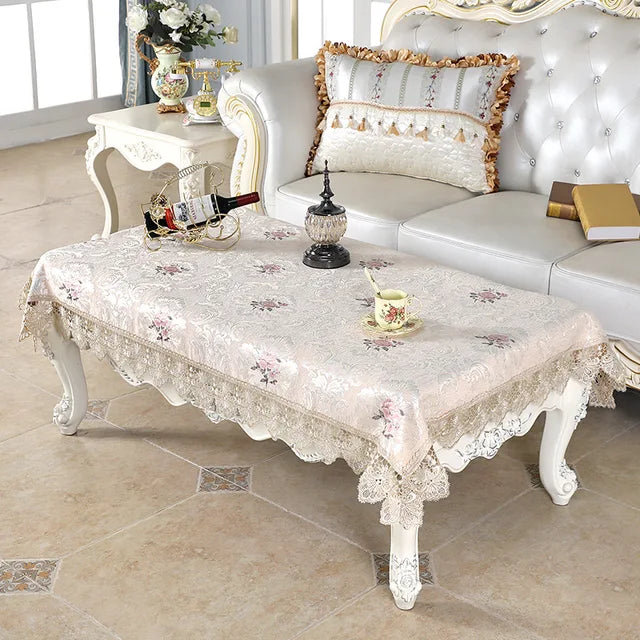 Designer Embroidered Lace Crochet Tablecloth