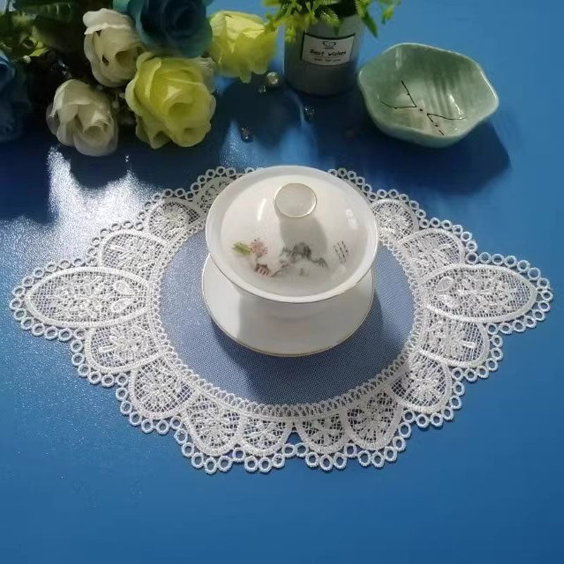 Luxury lace Oval Christmas flower Embroidery table cloth