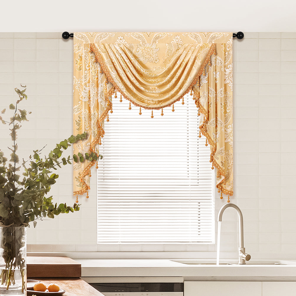 European Luxury Style Jacquard Fabric Waterfall Curtain