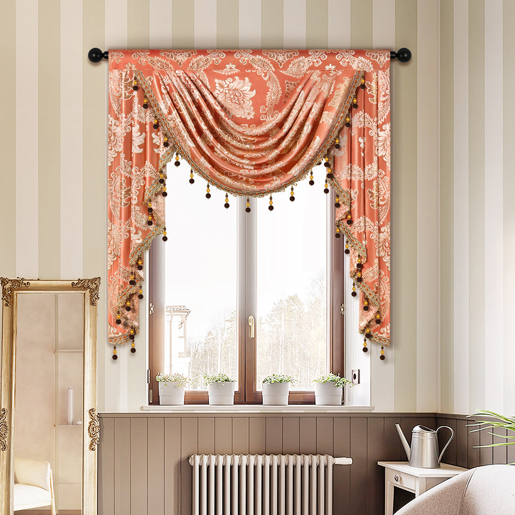 European Luxury Style Jacquard Fabric Waterfall Curtain