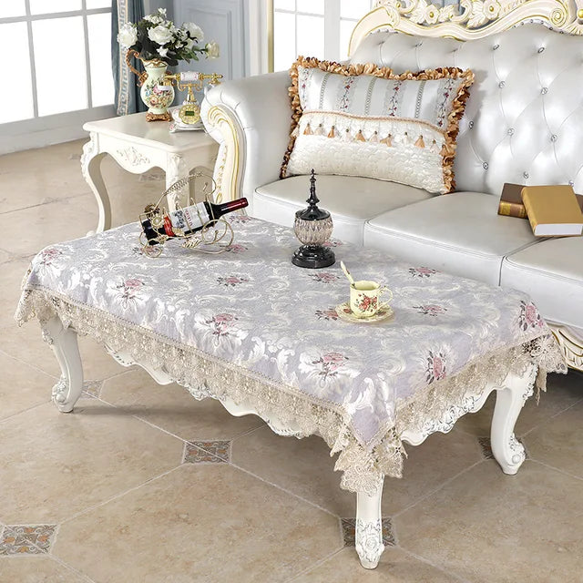 Designer Embroidered Lace Crochet Tablecloth